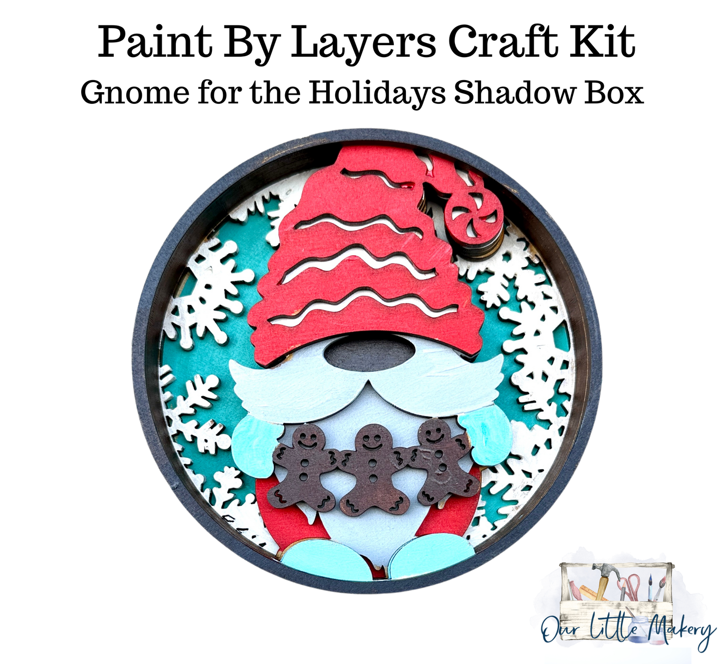Gnome for the Holidays Shadow Box (DIY Acrylic Painting Kit)