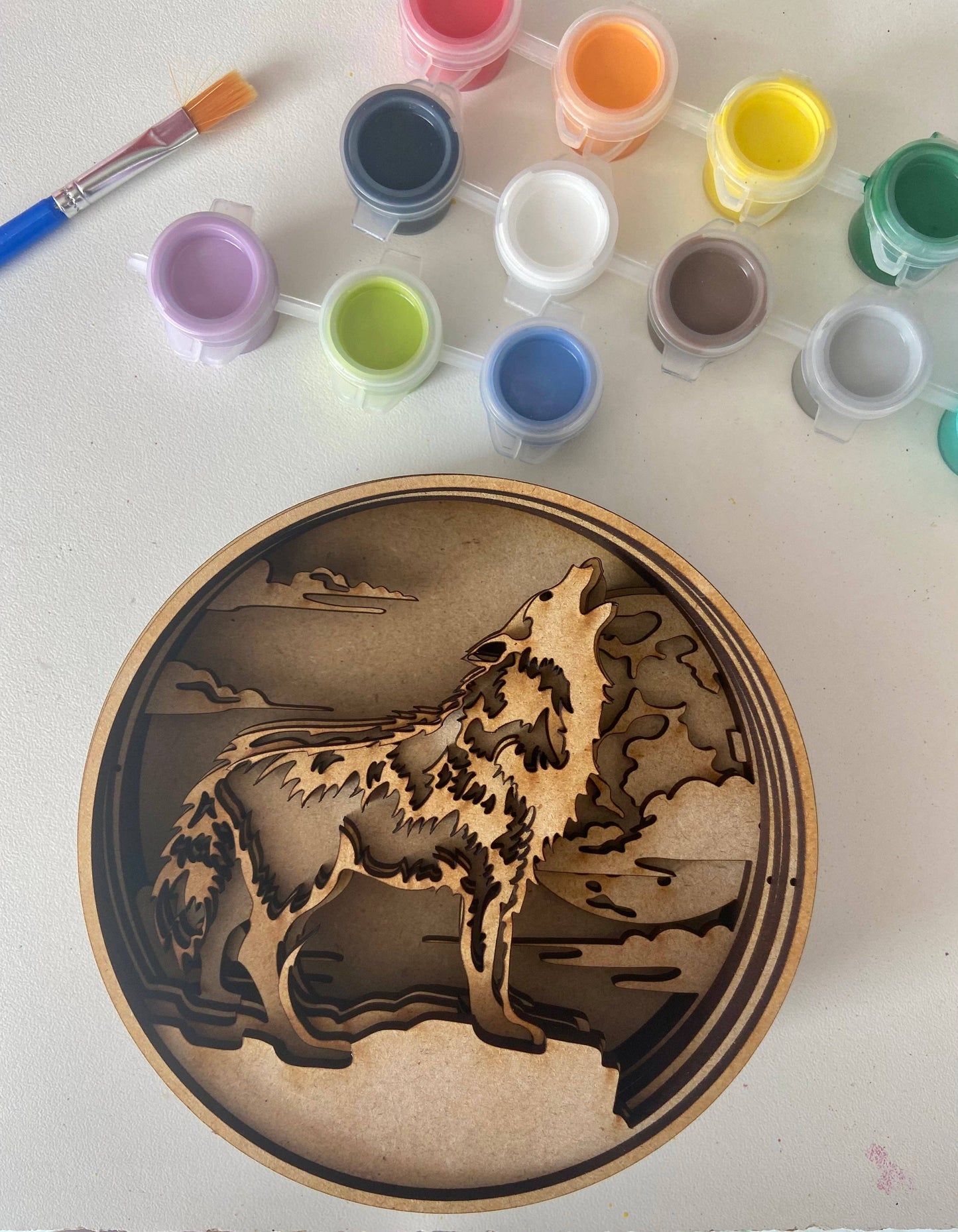 Wolf Shadow Box (DIY Acrylic Painting Kit)