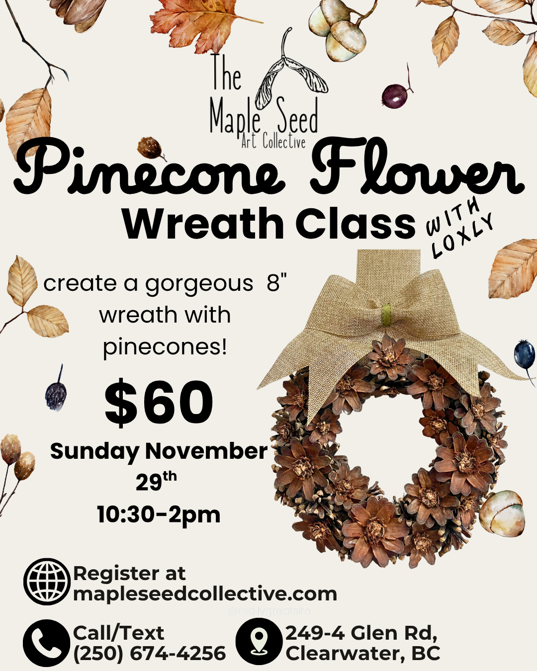 Pinecone Flower Wreath Class