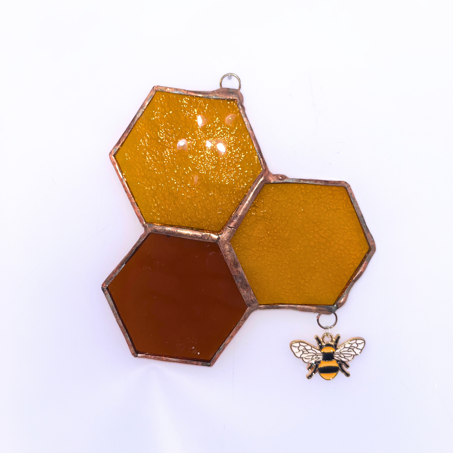 Honeycomb Stained Glass - 3 Piece with Bee