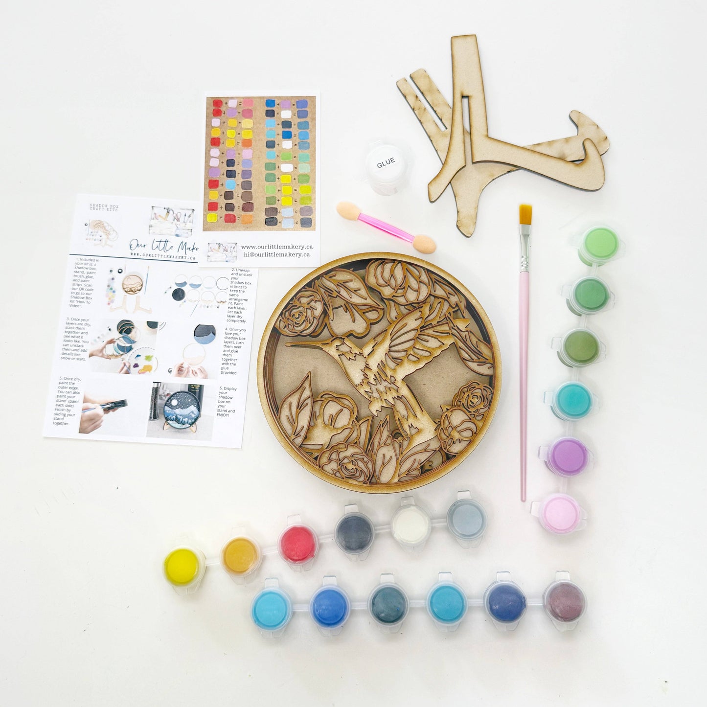 Hummingbird Garden Shadow Box (DIY Acrylic Painting Kit)