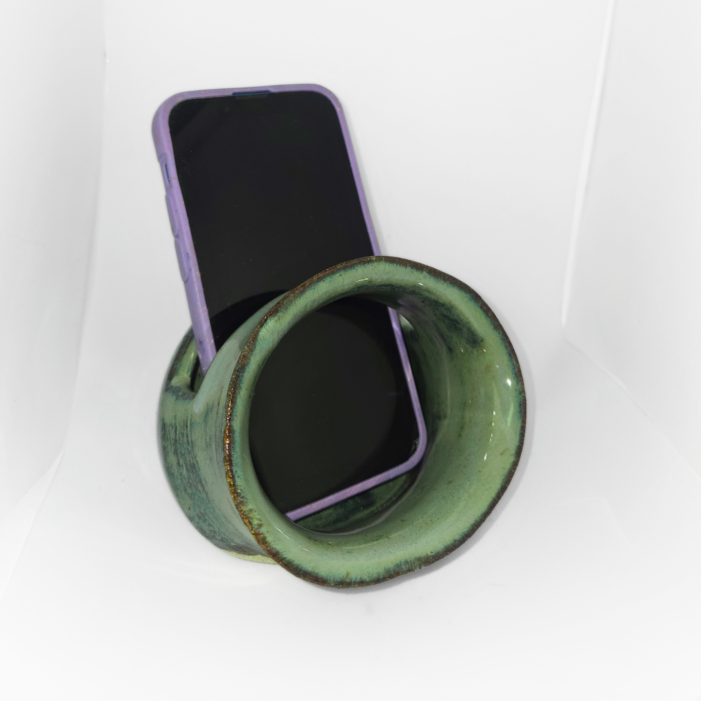 3.5" Pottery Phone Speaker - Green