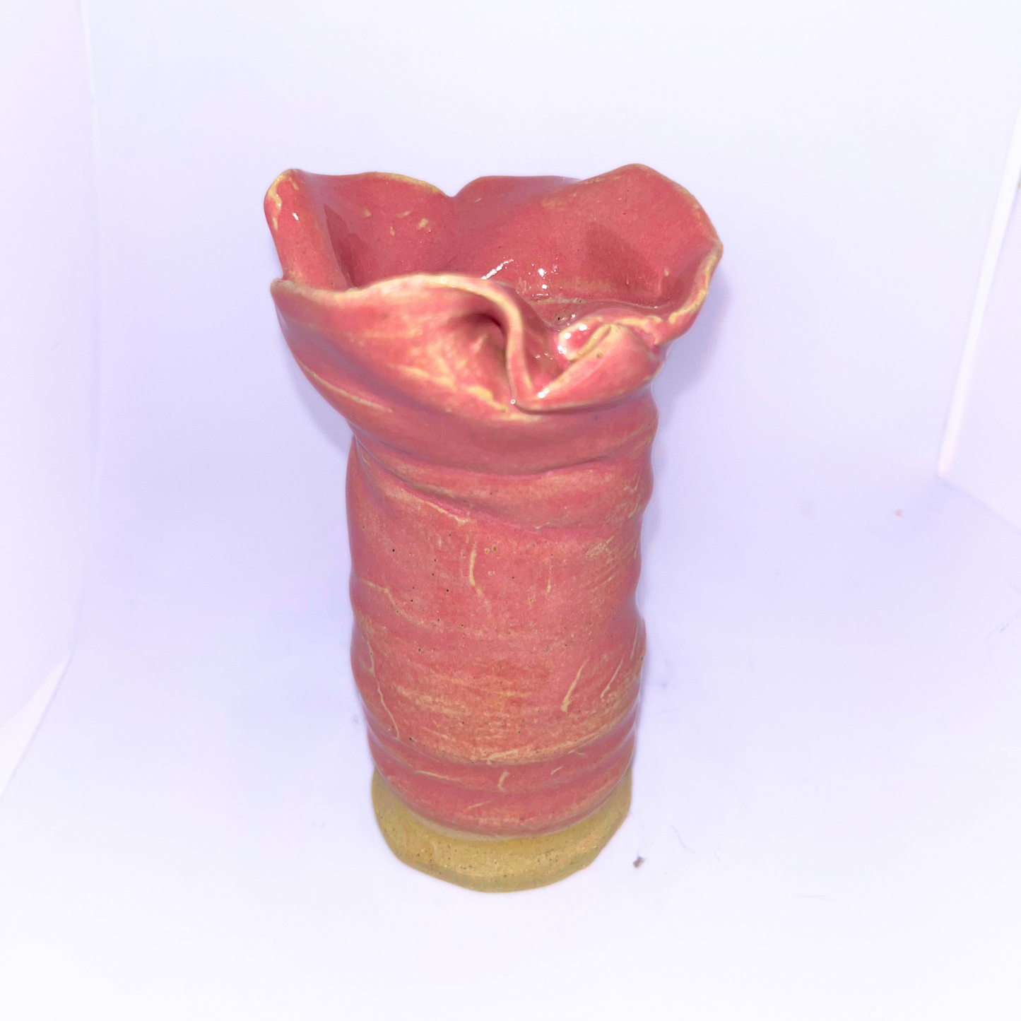4" Pottery Vase - Pink Flower