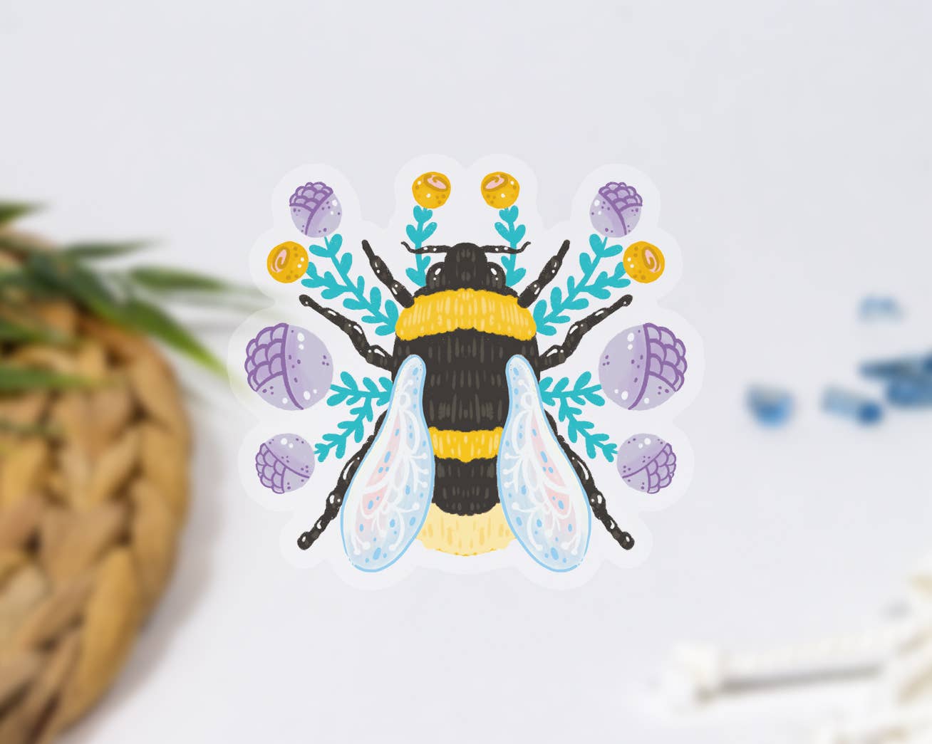Bumblebee Purple Flowers Sticker
