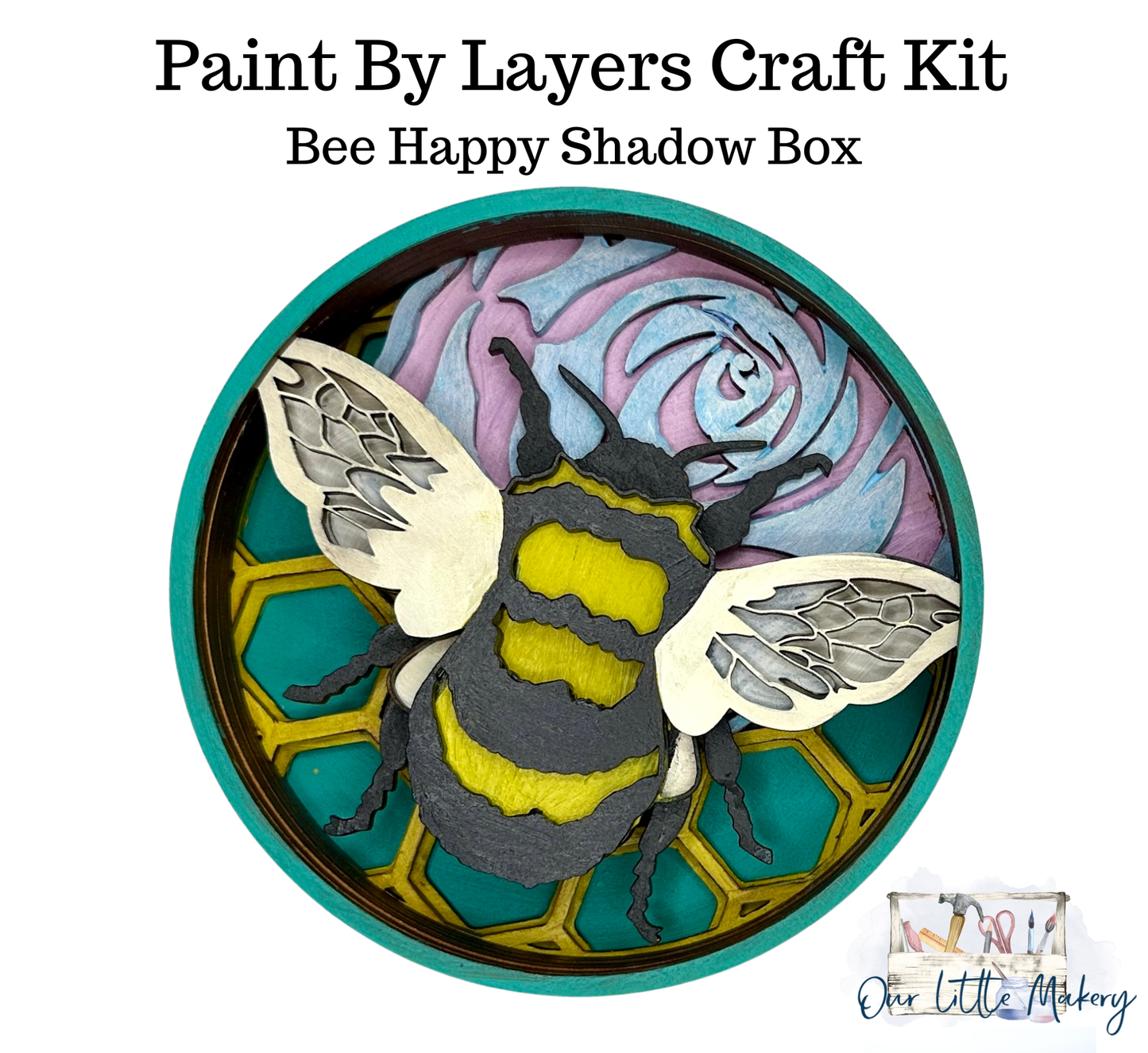 Bee Happy Shadow Box (DIY Acrylic Painting Kit)