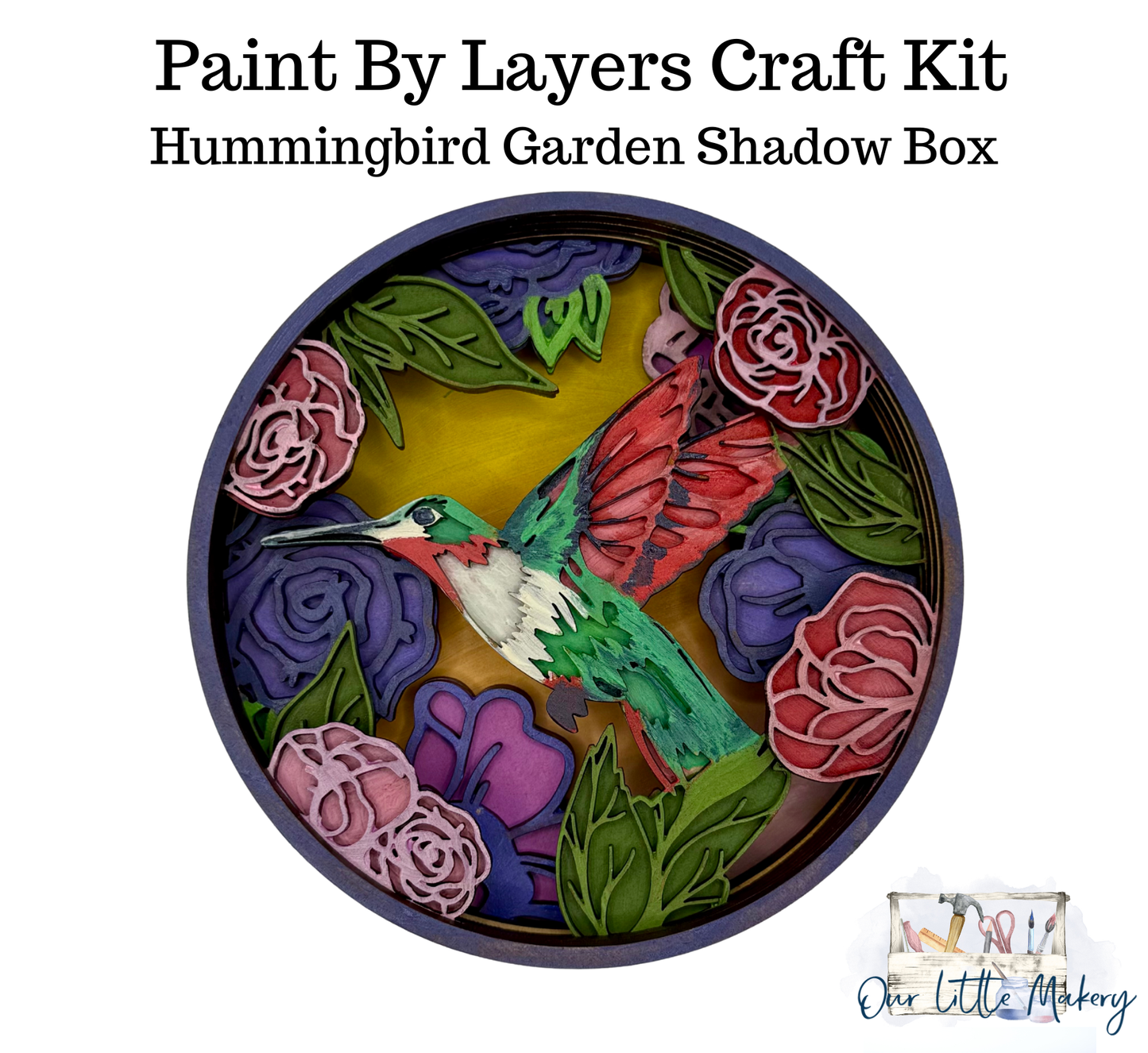 Hummingbird Garden Shadow Box (DIY Acrylic Painting Kit)