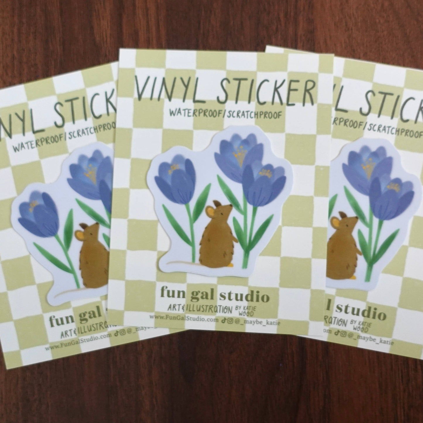 Mouse & Crocuses Floral Sticker