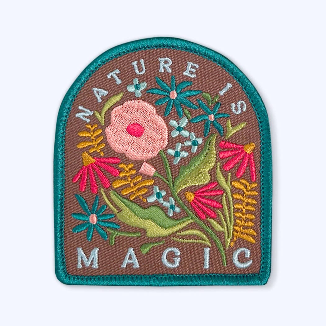 Bright Floral Sew On Patch: Colorful 'Nature Is Magic' Theme