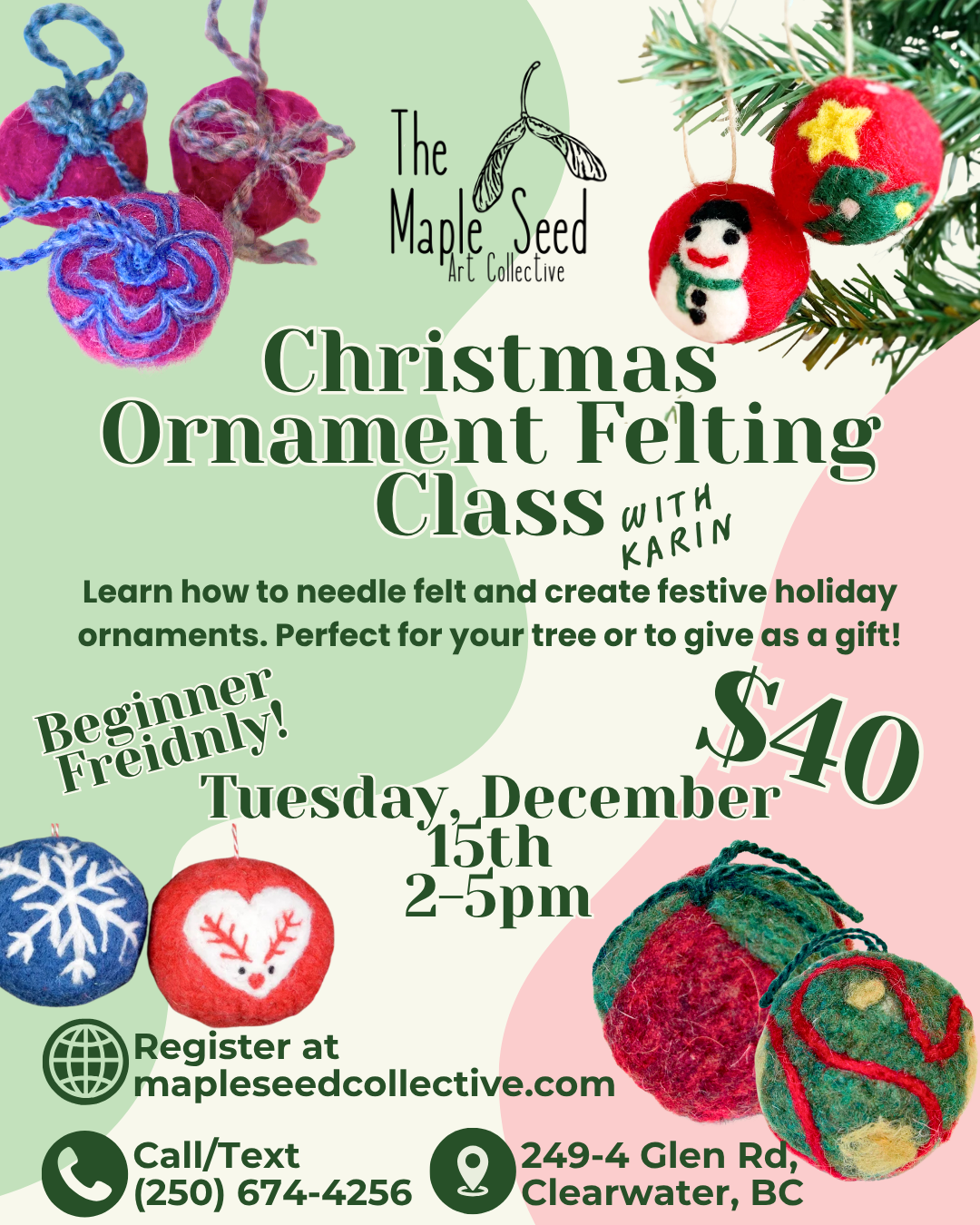 Christmas Ornament Felting Class