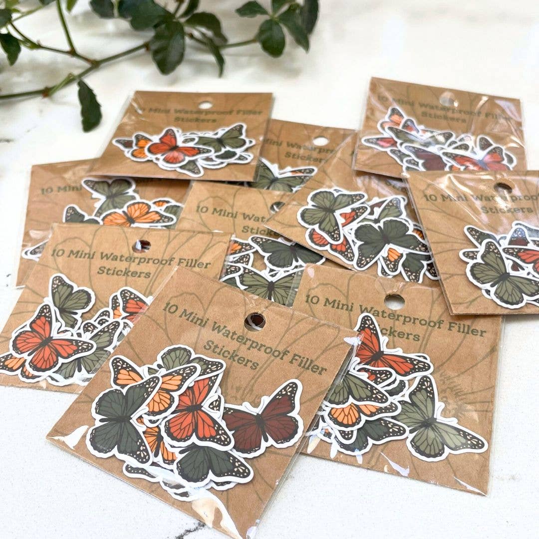 10 Mini Autumn Butterfly Stickers | Autumn Sticker Pack (10)