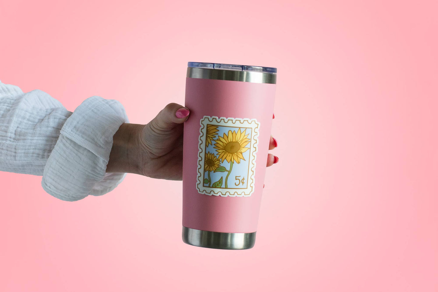 Sunflower Postage Stamp Matte Vinyl Sticker