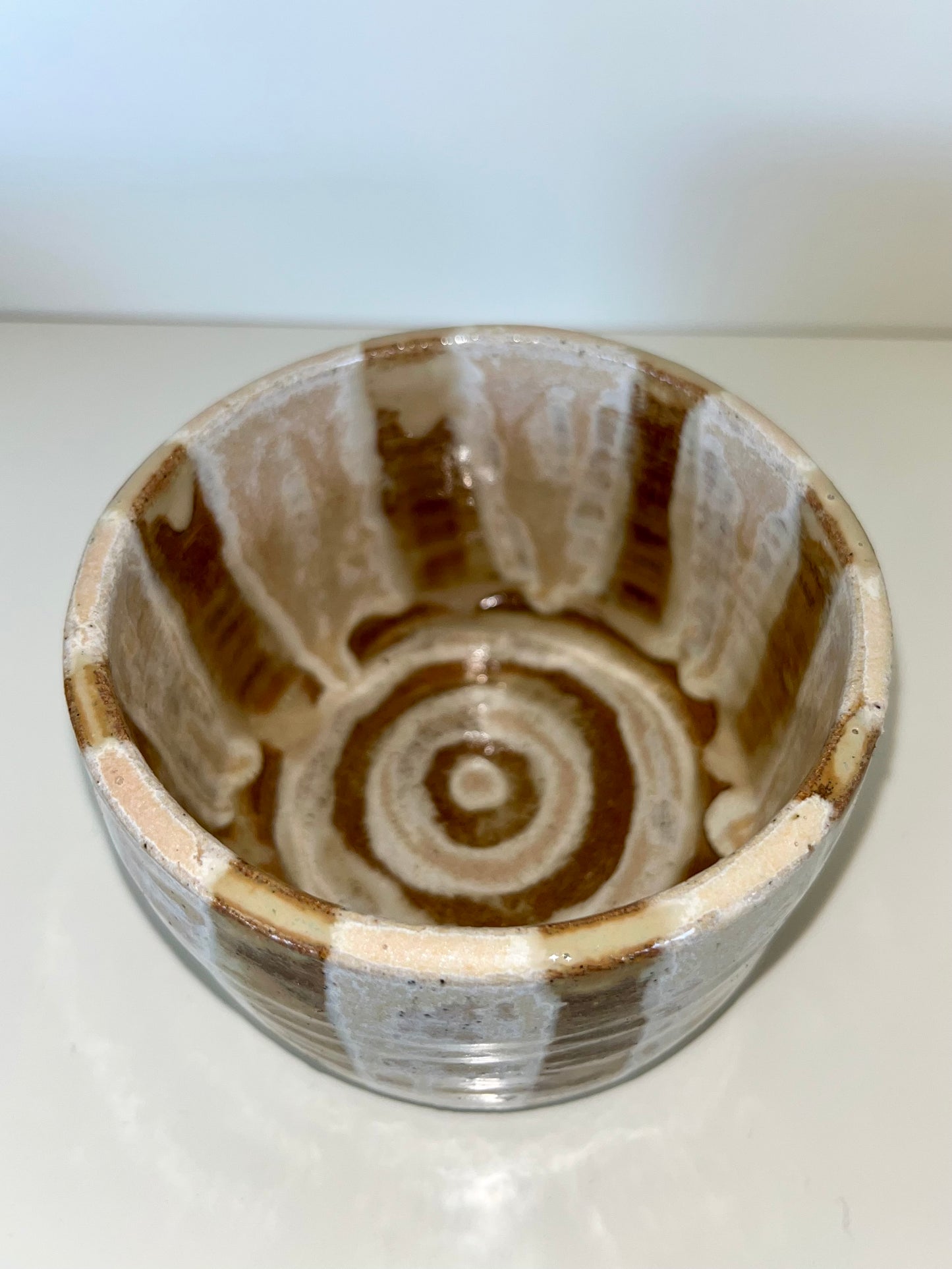3.5" Thrown Bowl - Brown Striped Pottery