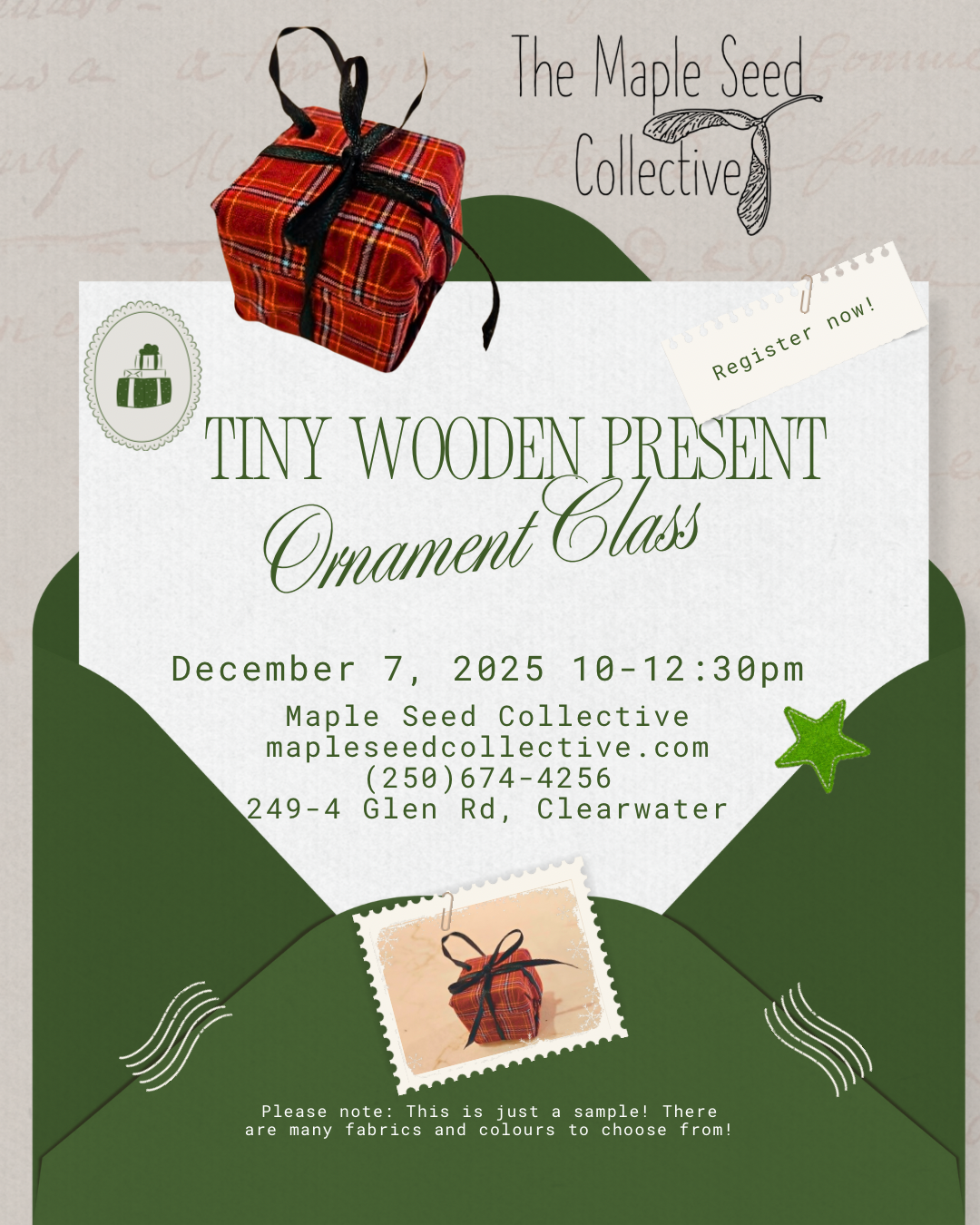 Tiny Wooden Present Hanging Ornament Class