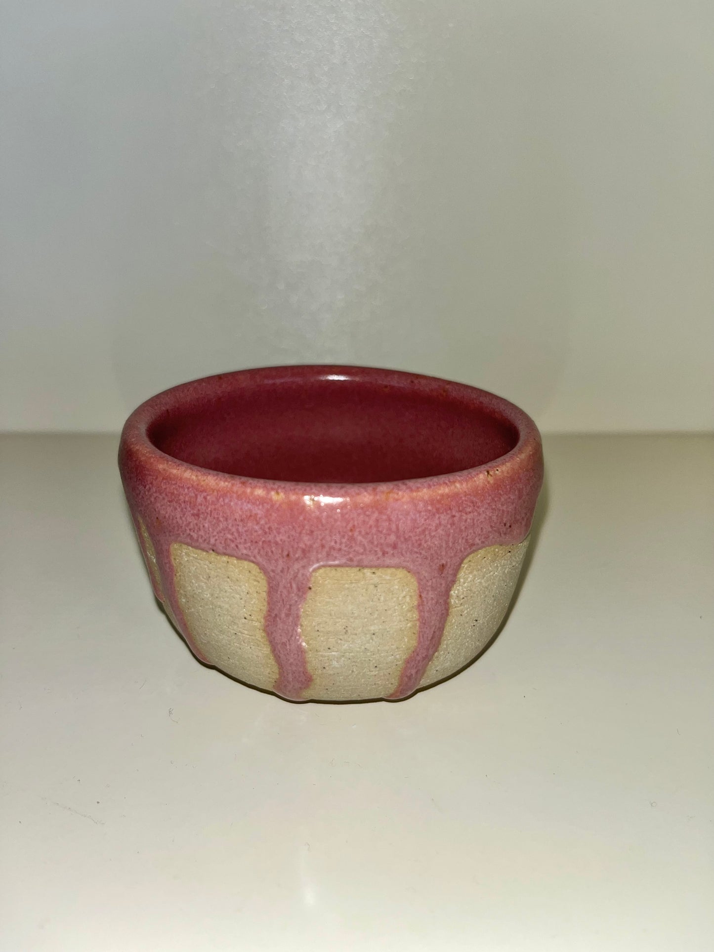 3" Thrown Bowl - Pink Drip Pottery