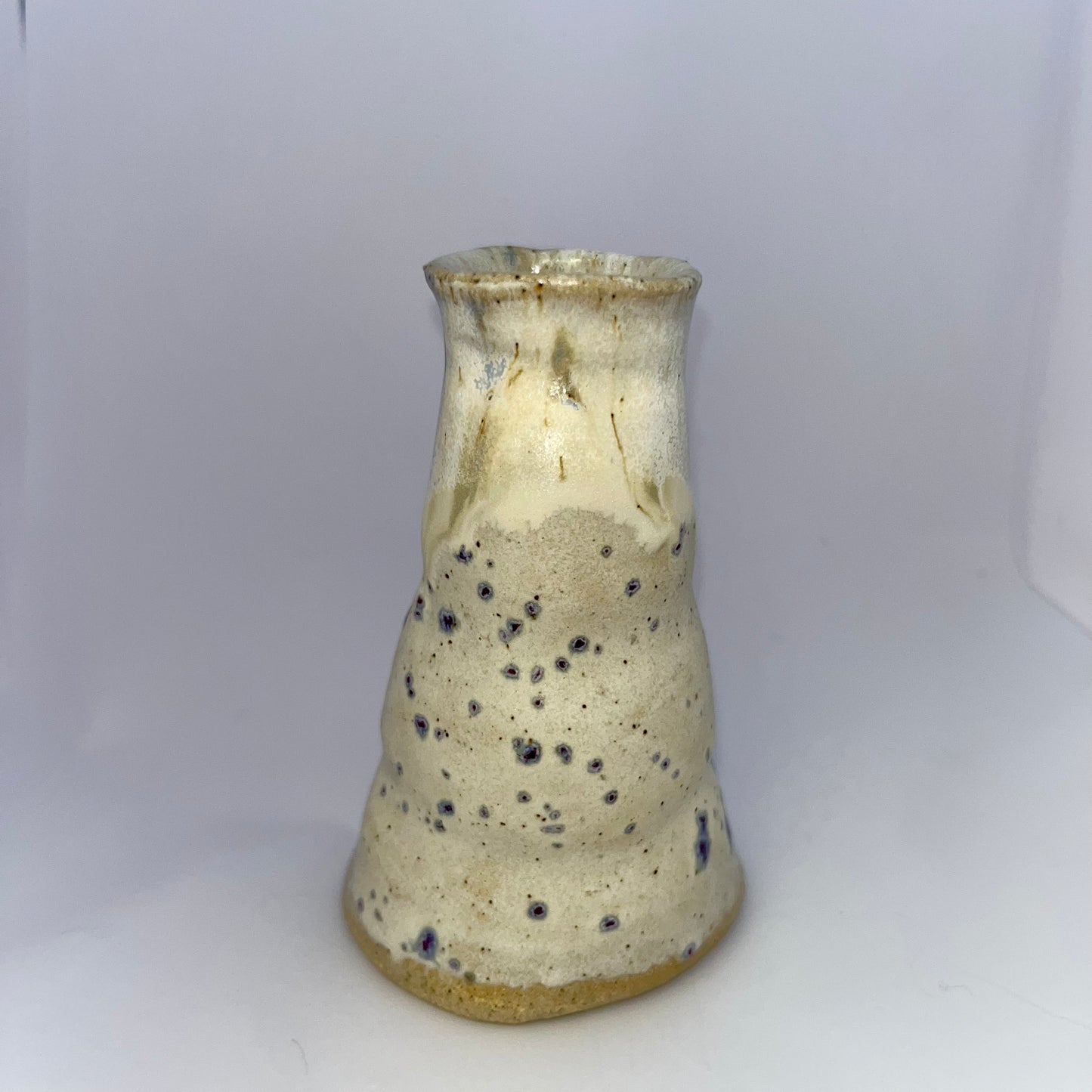 4" Pottery Bubbled Speckled Vase- Blue & White