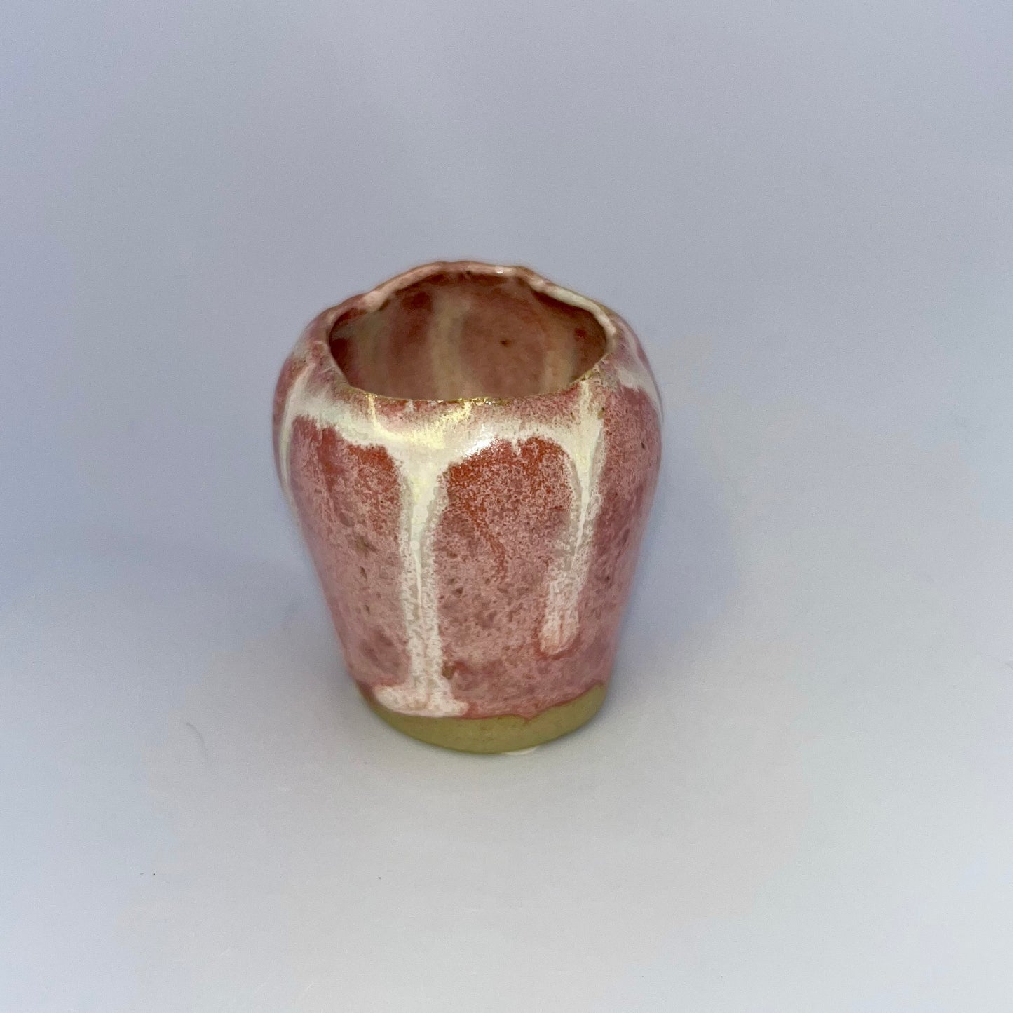2" Pottery Mum Pot- Pink & White
