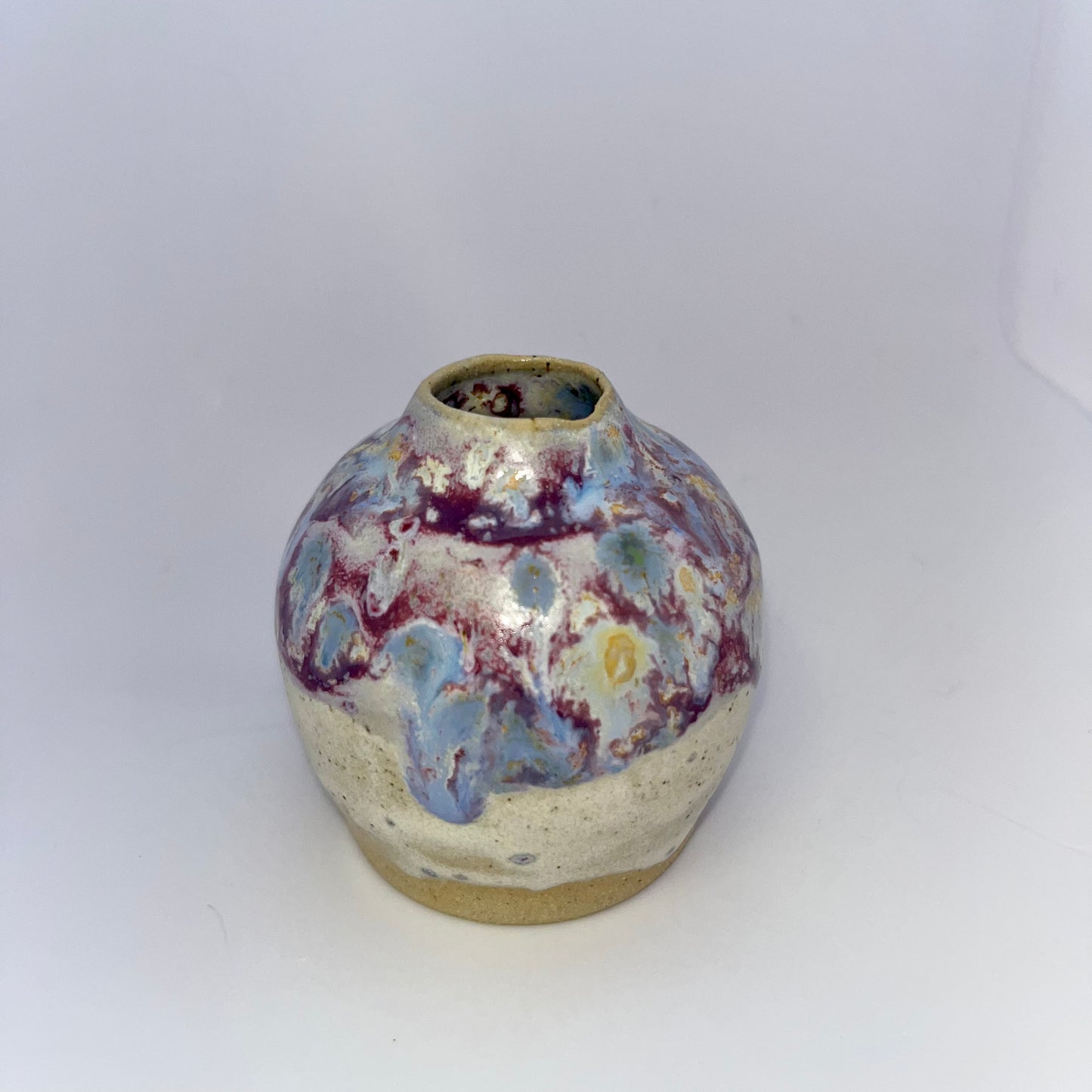 2.5" Pottery Speckled Vase- Purple, Blue & White