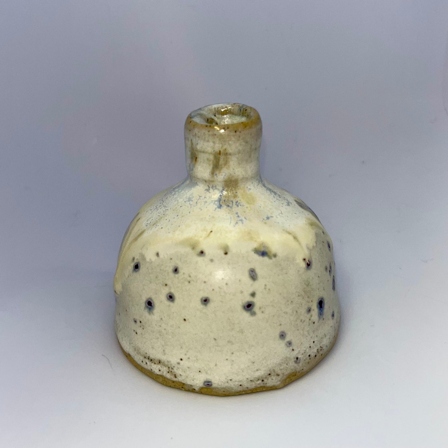 2.5" Pottery Speckled Bud Vase- White & Blue