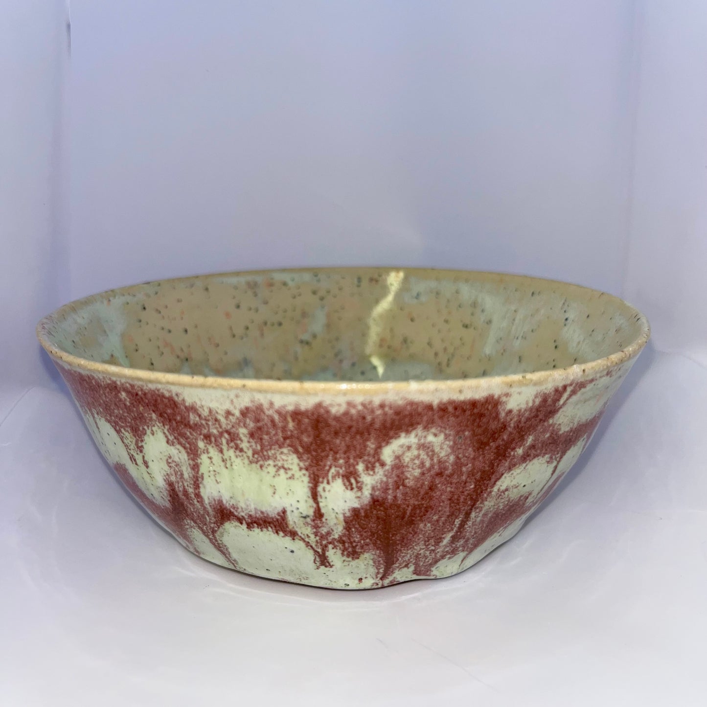5.5" Pottery Bowl - Green & Burgundy