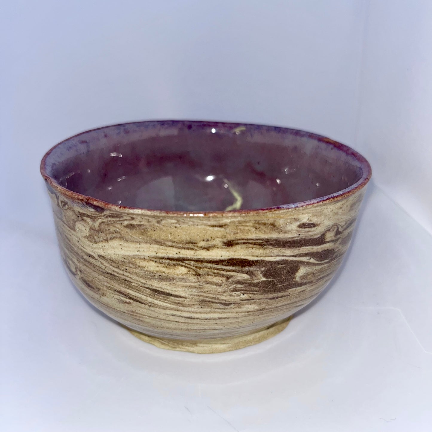 5" Pottery Marbled Bowl - Purple
