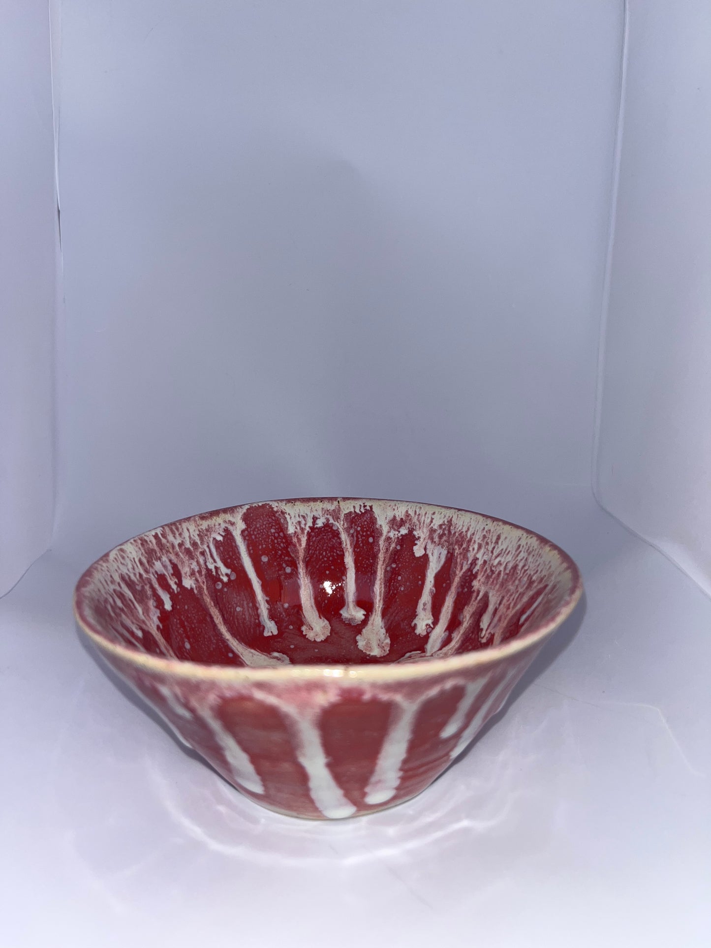 4.5" Pottery Drip Bowl - Pink & White