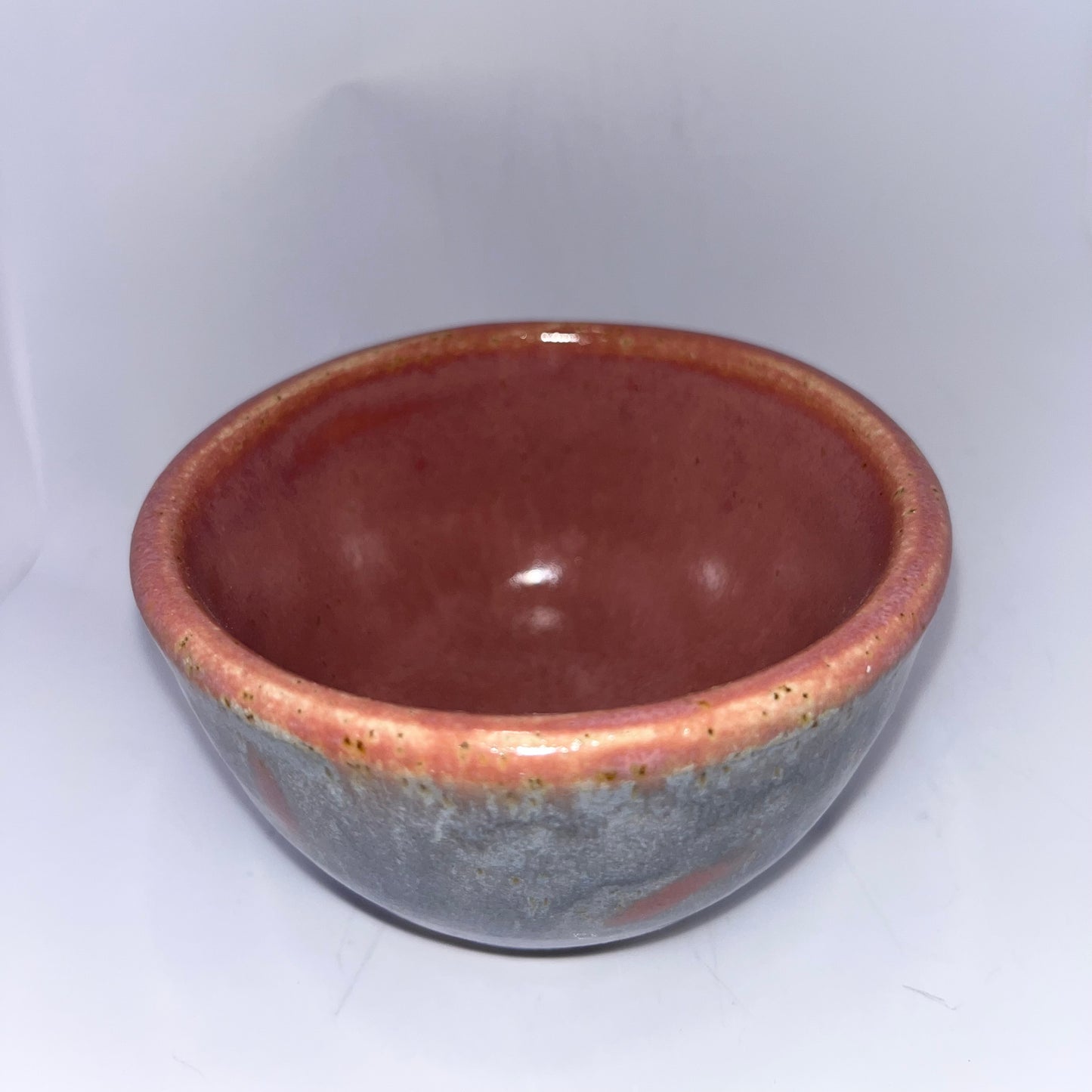 3.5" Pottery Thrown Bowl - Blue and Pink