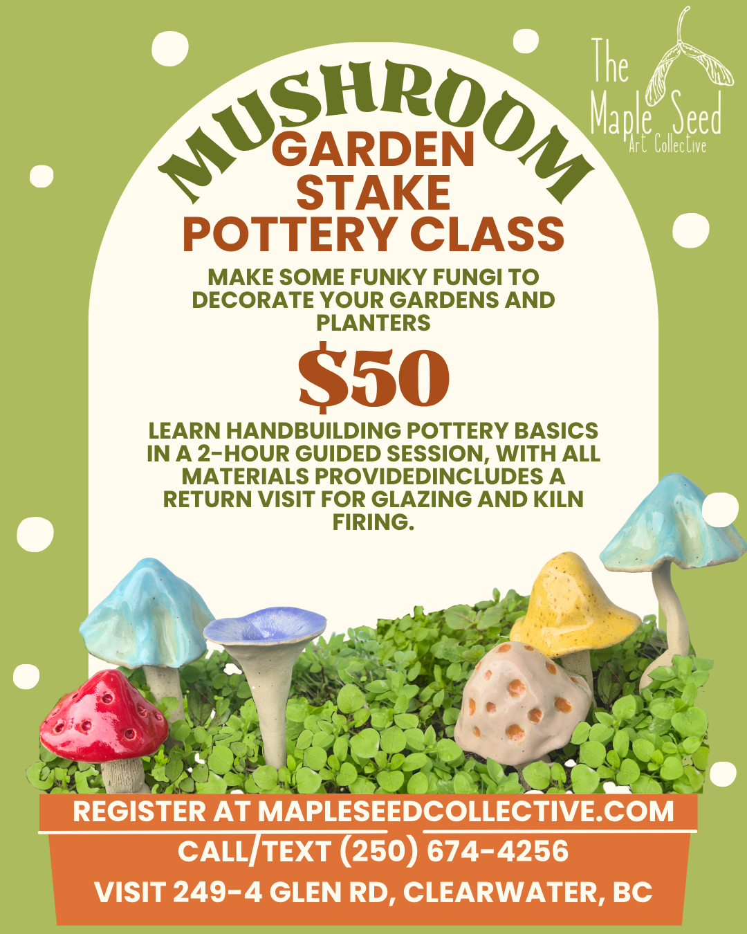 Mushroom Garden Stake Pottery Class