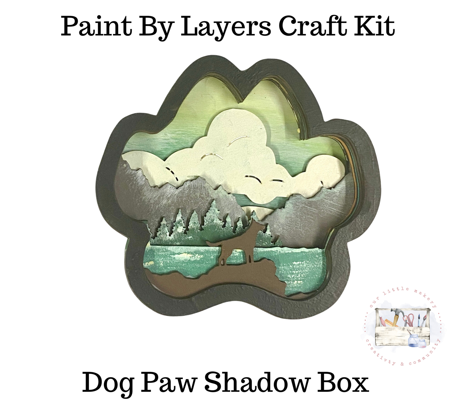Dog Paw Shadow Box (DIY Acrylic Painting Kit)