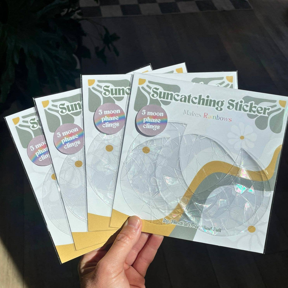Moon Phase Suncatcher Stickers | 5 Pack | Window Cling
