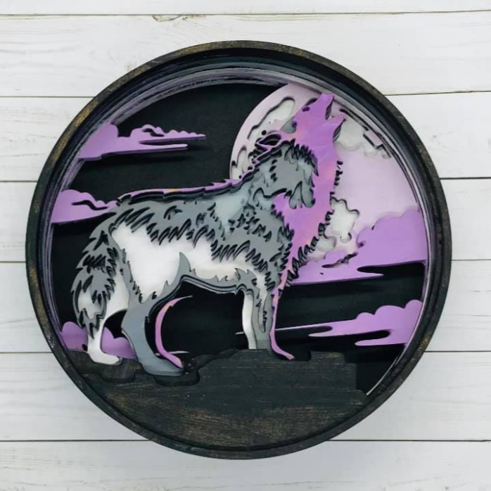 Wolf Shadow Box (DIY Acrylic Painting Kit)