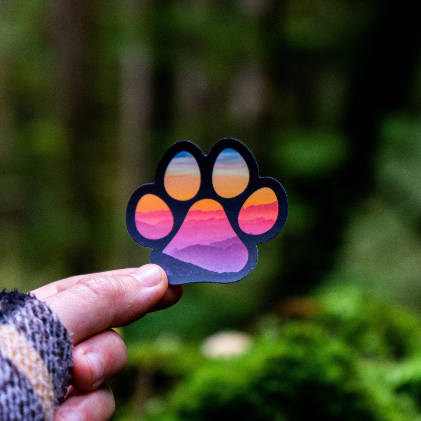 Mountain Sunset Paw Print Sticker