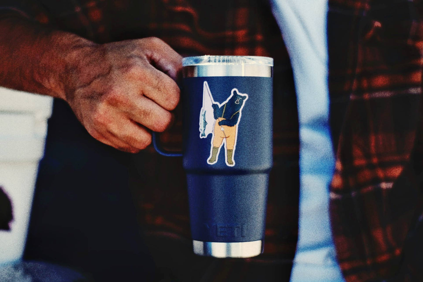 Fishing Bear Sticker