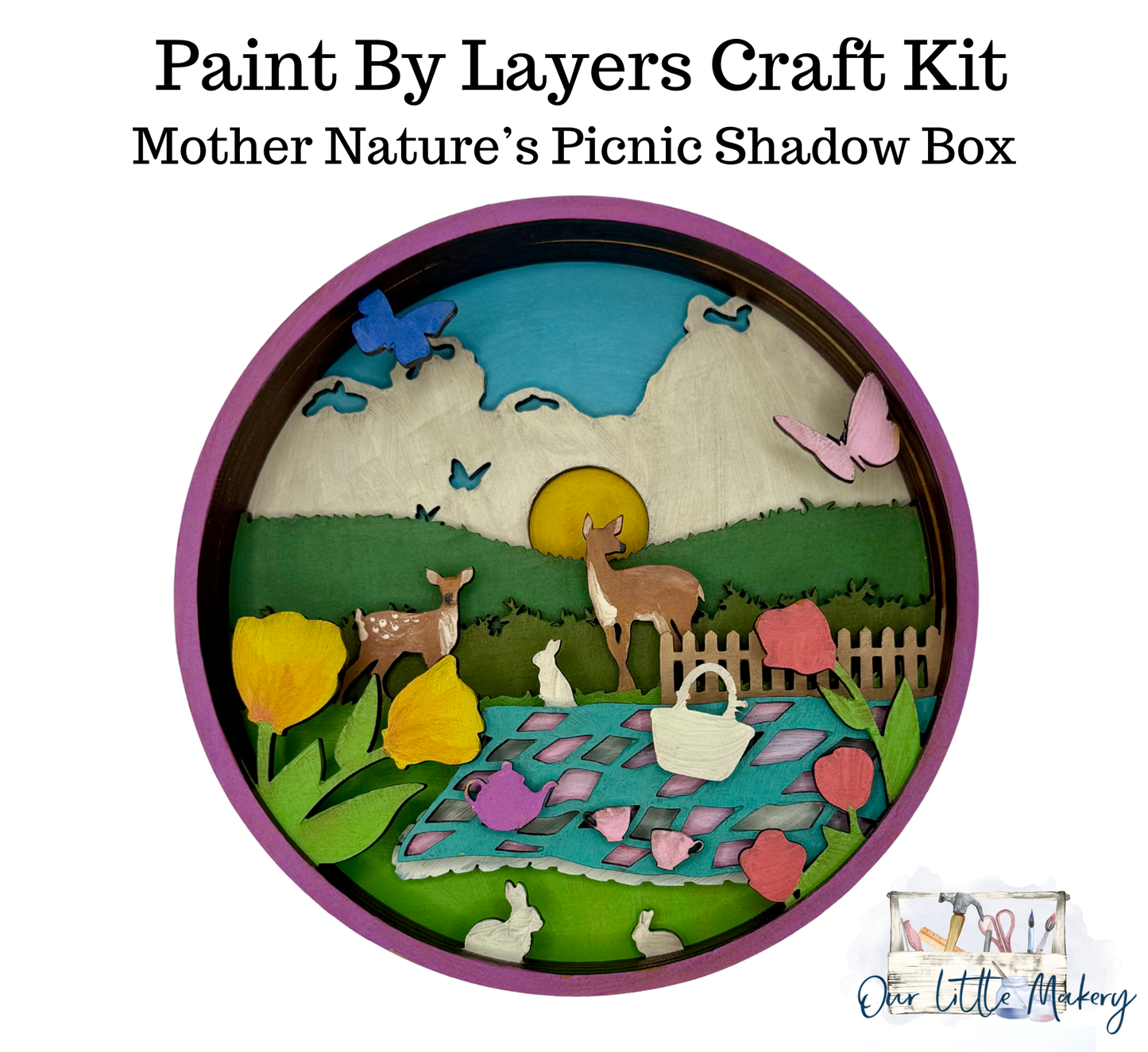 Mother Nature's Picnic Shadow Box (DIY Acrylic Painting Kit)