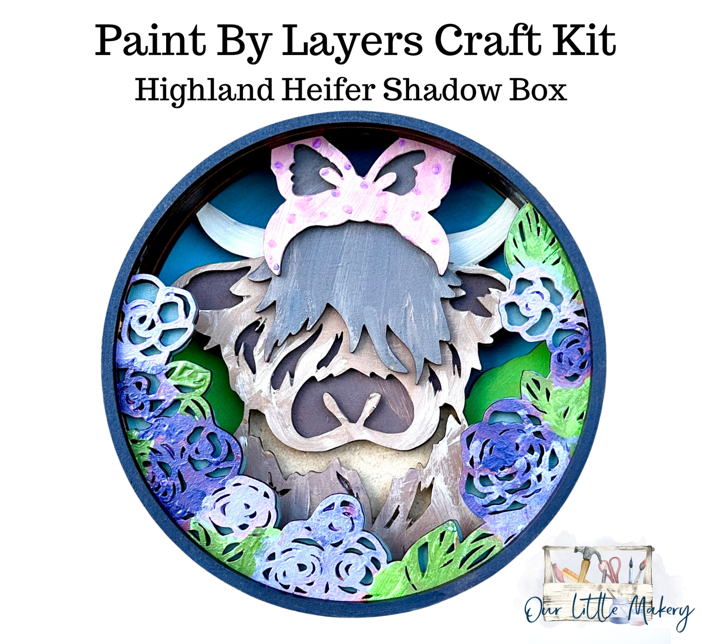 Highland Heifer Shadow Box (DIY Acrylic Painting Kit)
