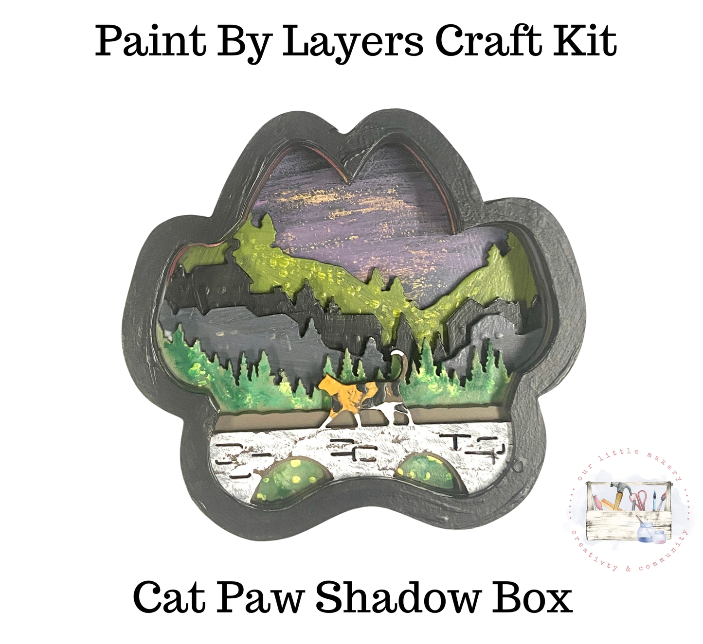 Cat Paw Shadow Box (DIY Acrylic Painting Kit)