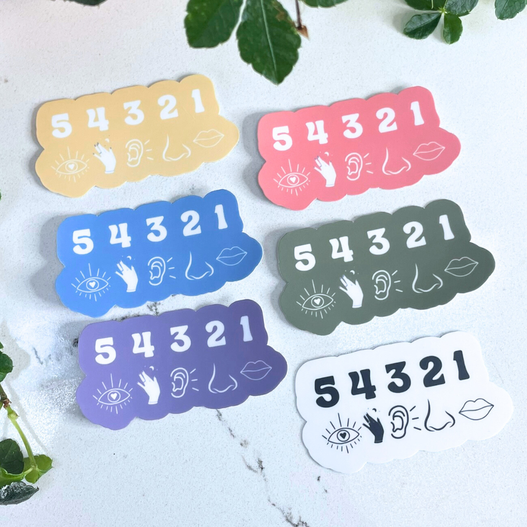 54321 Grounding Sticker | Therapy Sticker | Mindfulness: Fern Green / 1 Sticker