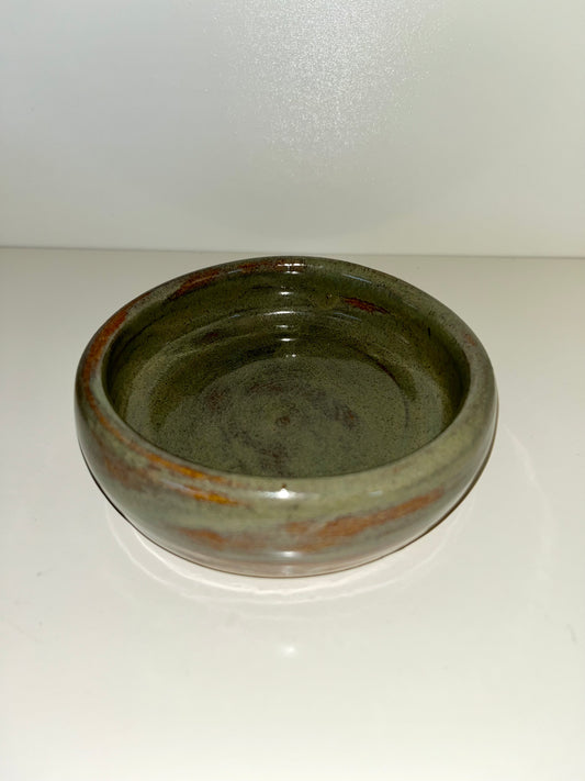 4.5" Thrown Dish -  Green Pottery