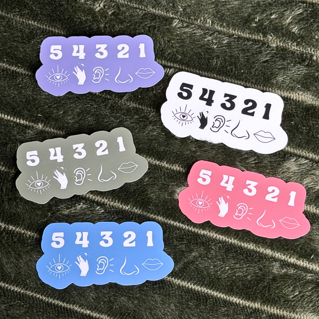 54321 Grounding Sticker | Therapy Sticker | Mindfulness: Fern Green / 1 Sticker