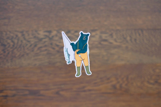 Fishing Bear Sticker 