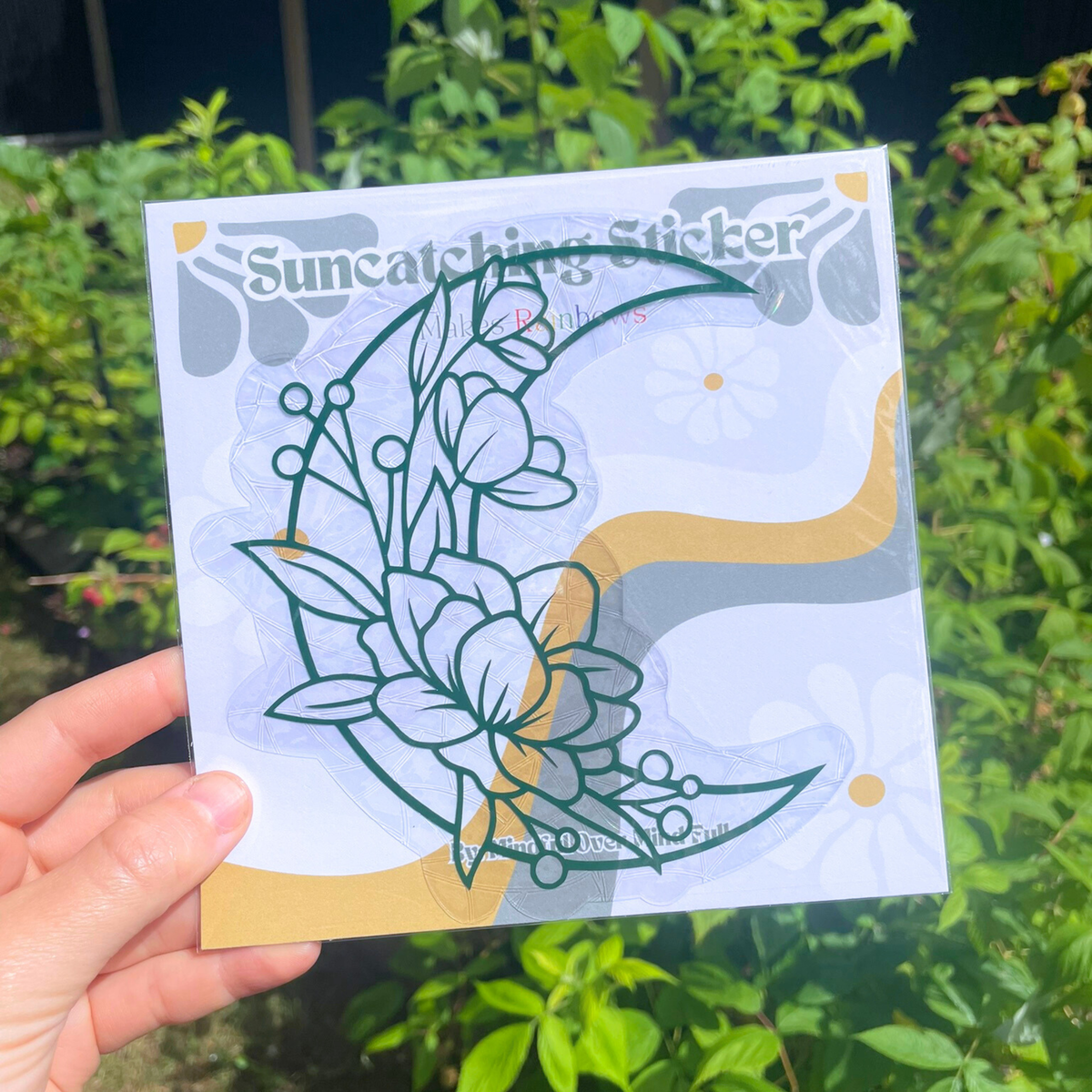 Floral Moon Suncatcher | Boho Decor | Window Cling
