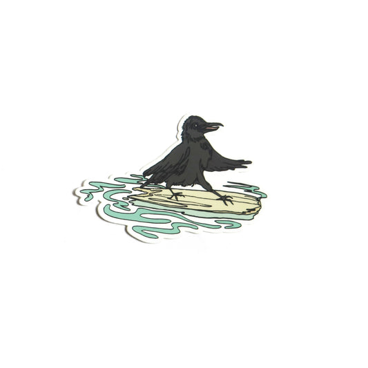 Surfing Crow Sticker