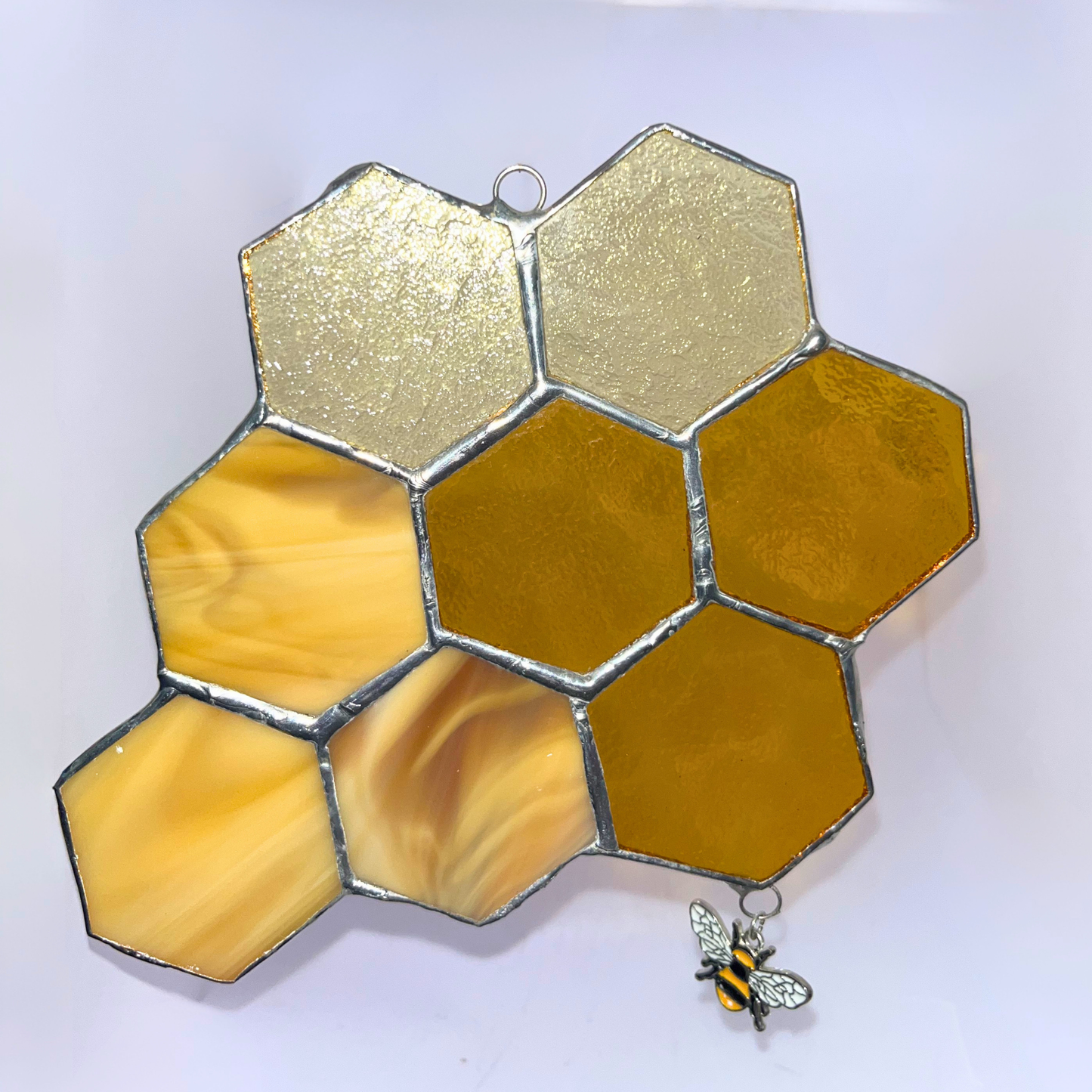 Honeycomb Stained Glass - 8 Piece with Bee