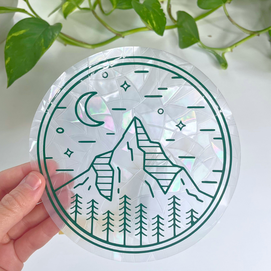 Mountain + Forest Suncatcher Sticker | Rainbow Window Cling