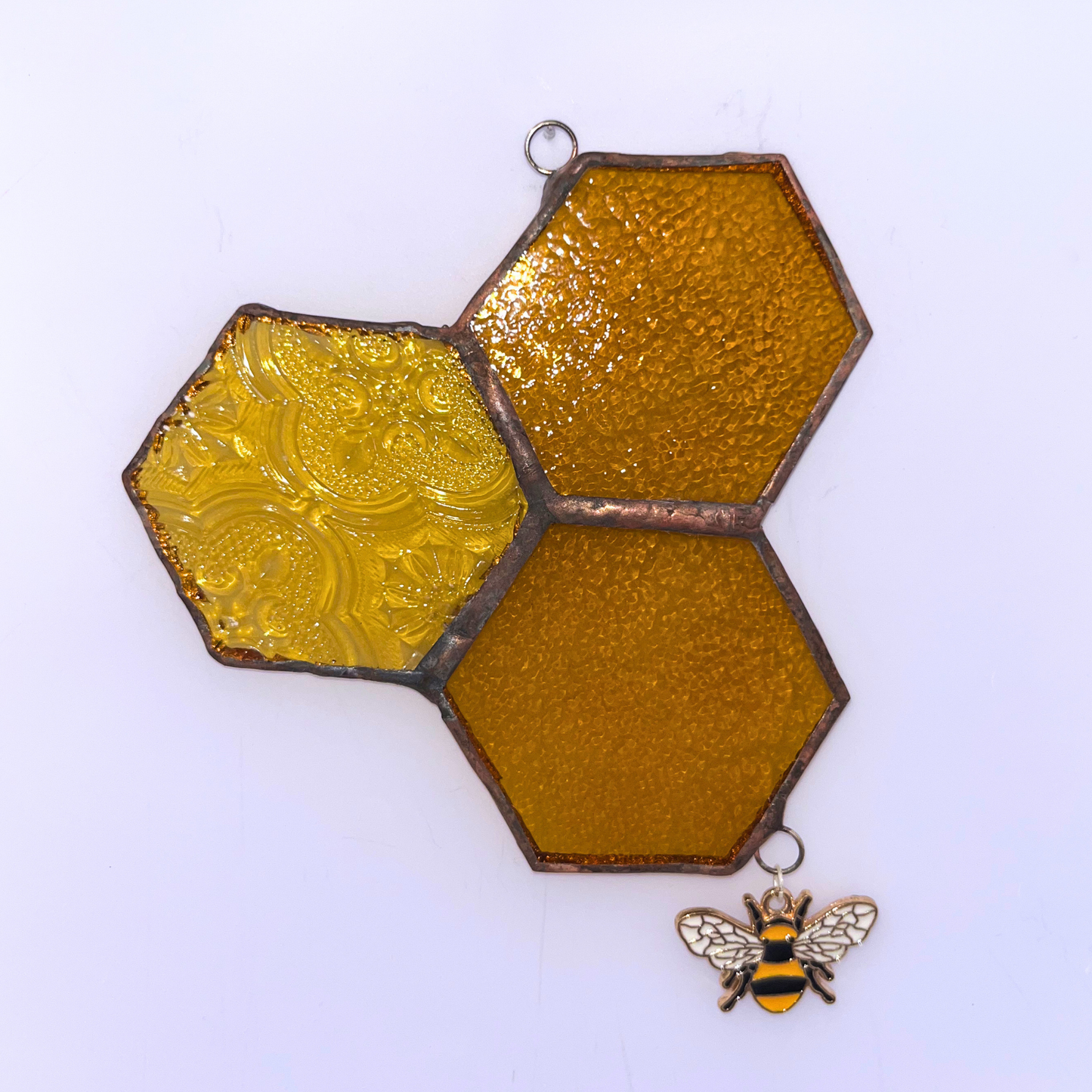 Honeycomb Stained Glass - 3 Piece with Bee