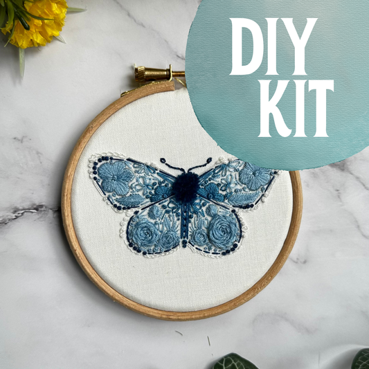 Karner Blue Butterfly (Mini DIY Embroidery Kit)