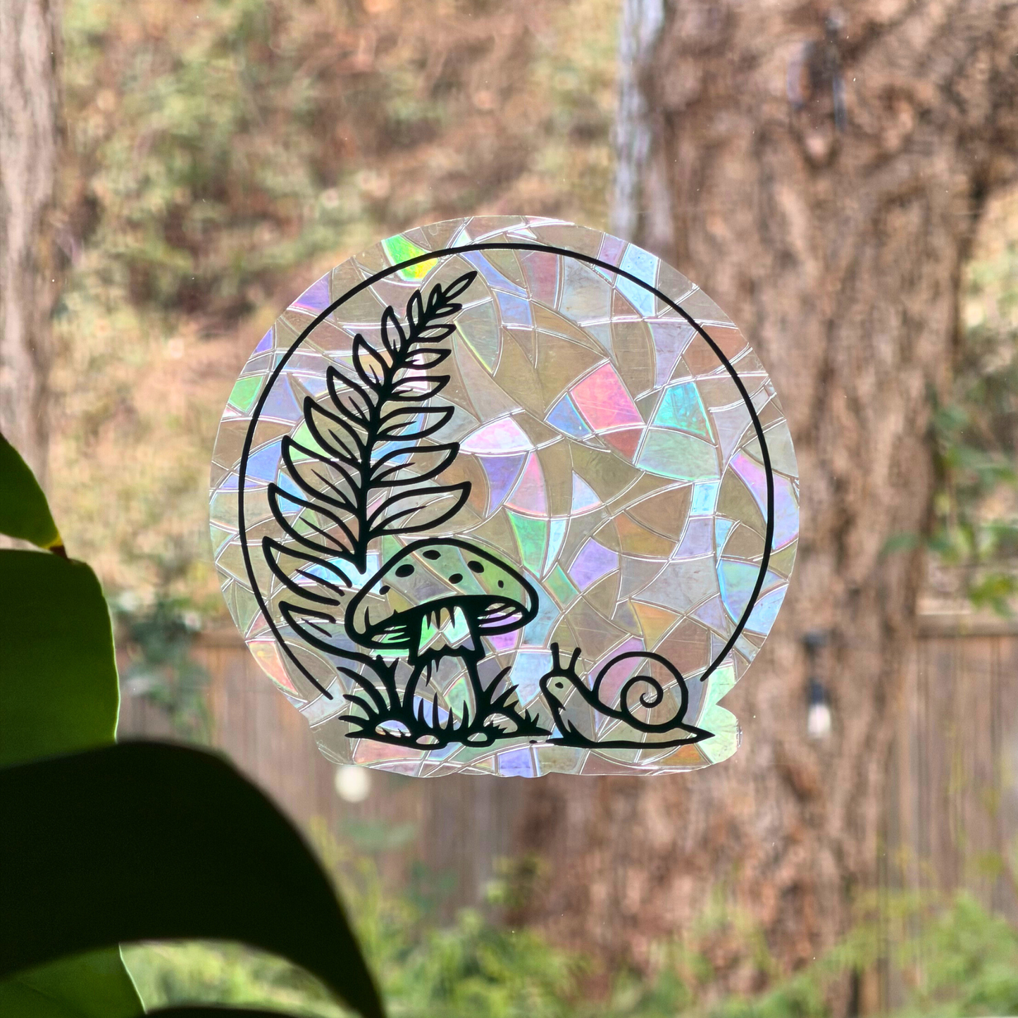 Forest Suncatcher | Fern Snail and Mushroom Window Cling