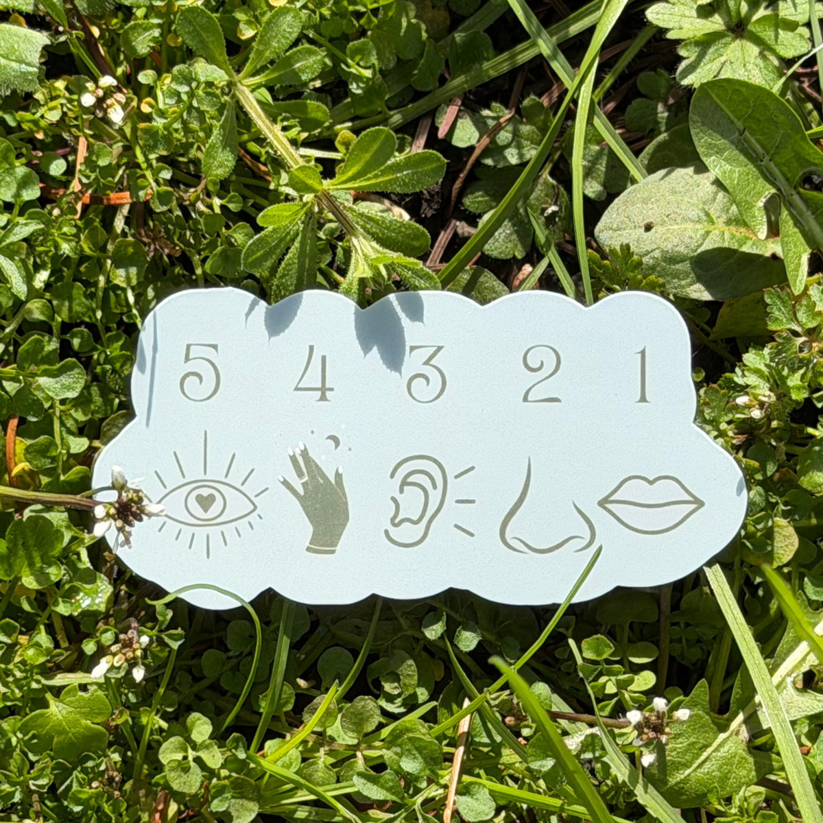54321 Grounding Sticker | Therapy Sticker | Mindfulness: Fern Green / 1 Sticker