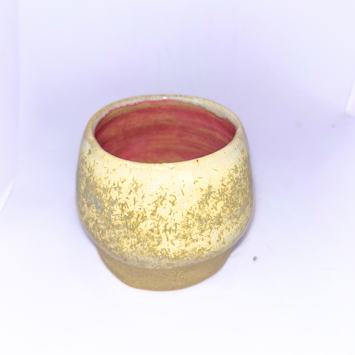 2.5" Pottery Cup - Cream & Pink