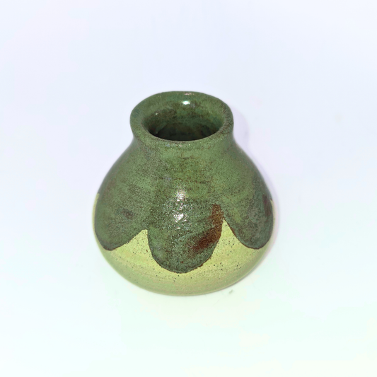 2.5" Pottery Vase - Green Scallop