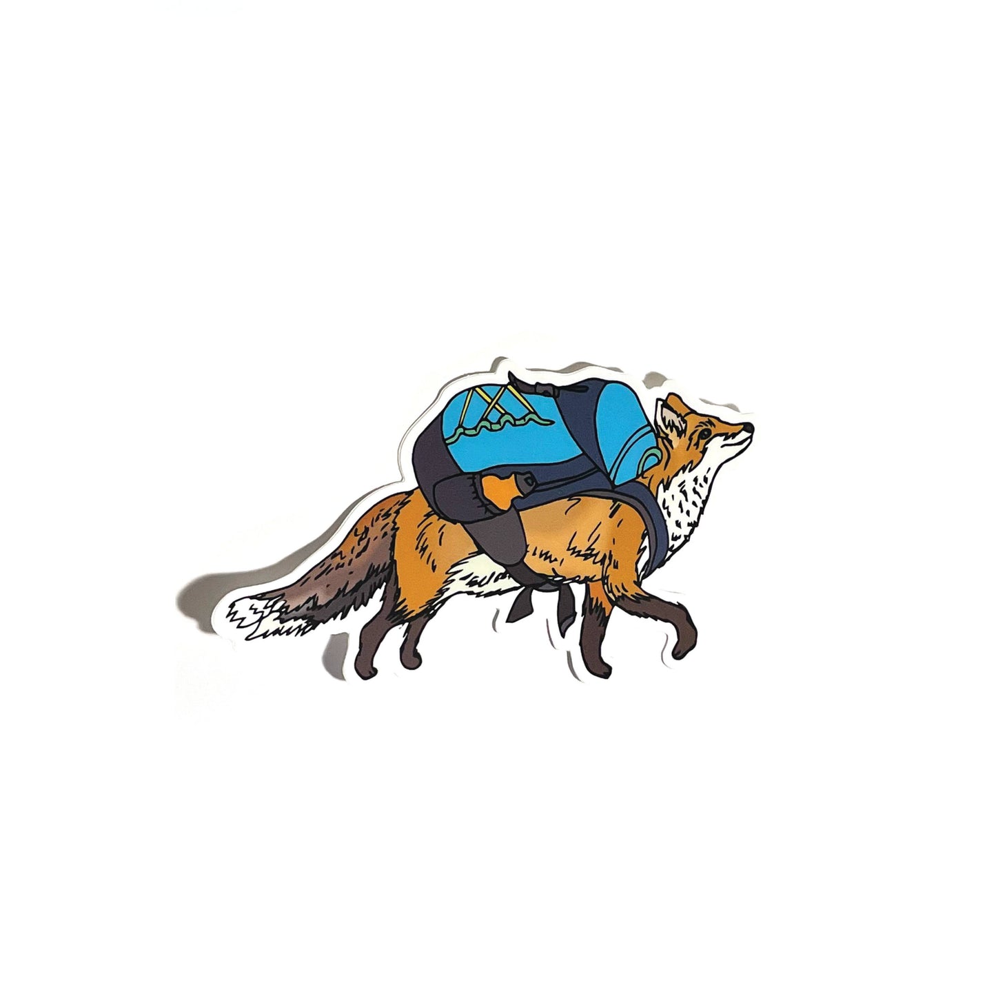 Hiking Fox Sticker
